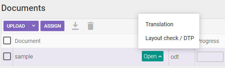 Context menu with the layout check/DTP option selected