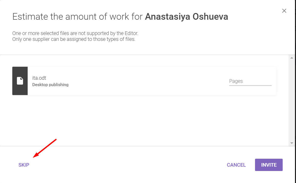 Assignment page with a field to set the page estimate for the freelancer