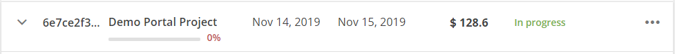 Project progress tracking view on the portal