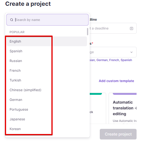 Table of accepted language names as used in Smartcat