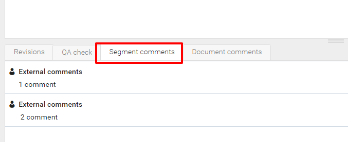 CAT editor showing comments in the Segment comments section