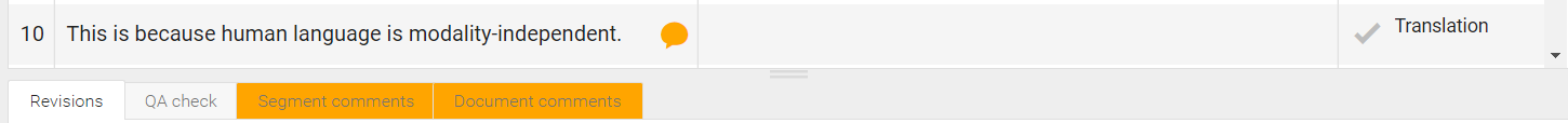 Highlighted comments tab and message icon indicating a new comment