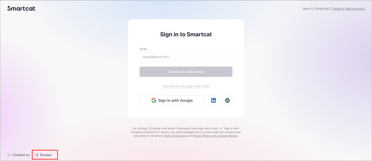 Sign-in form showing the server name in the bottom left corner