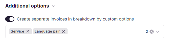 The invoices-by-property toggle and property dropdown