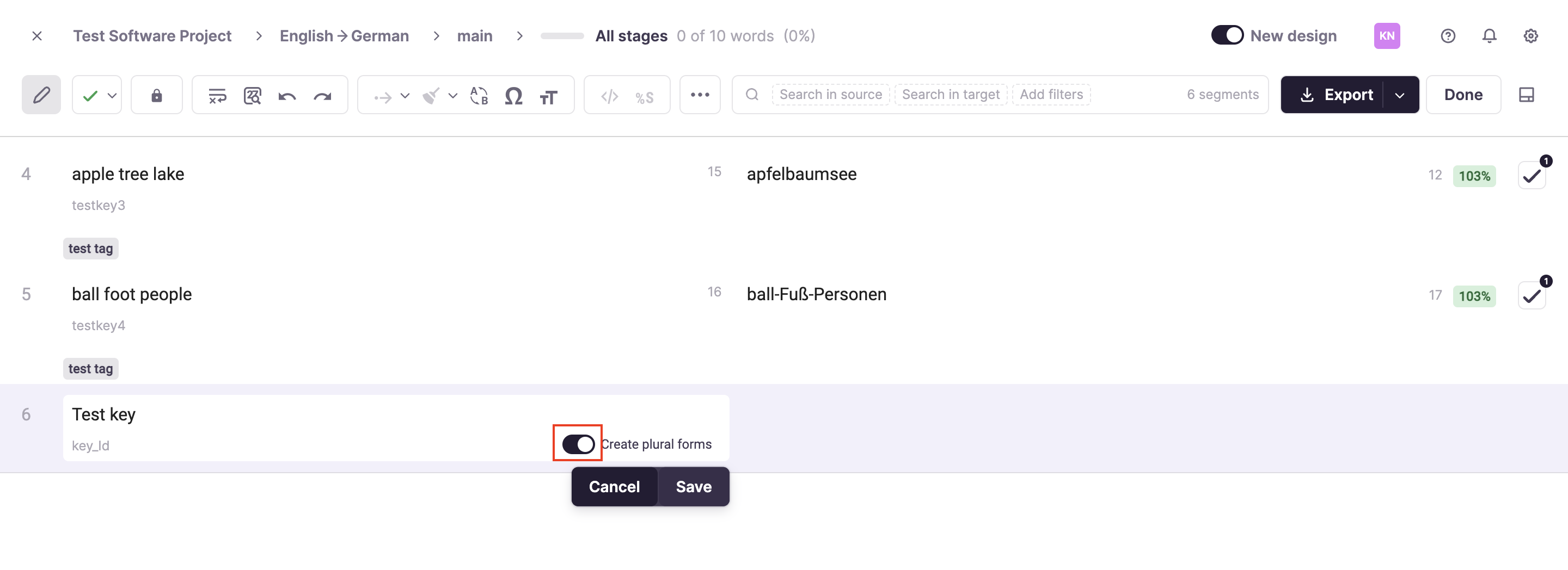 Creating a key with plural forms