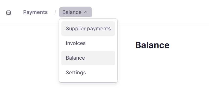 Drop-down menu with the Balance option selected