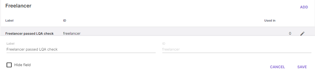 Add field for freelancer configuration screen