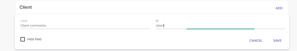 Add field for client configuration screen