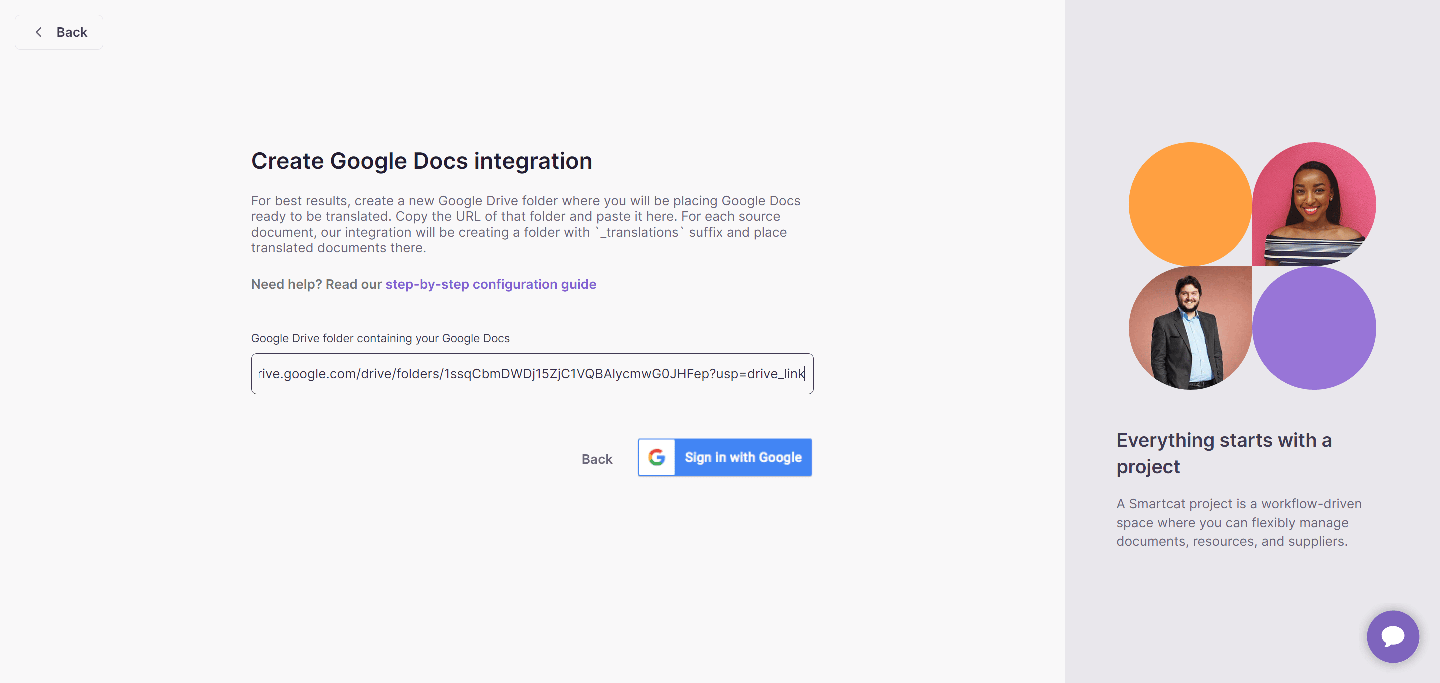 Pasting the Google Drive folder URL