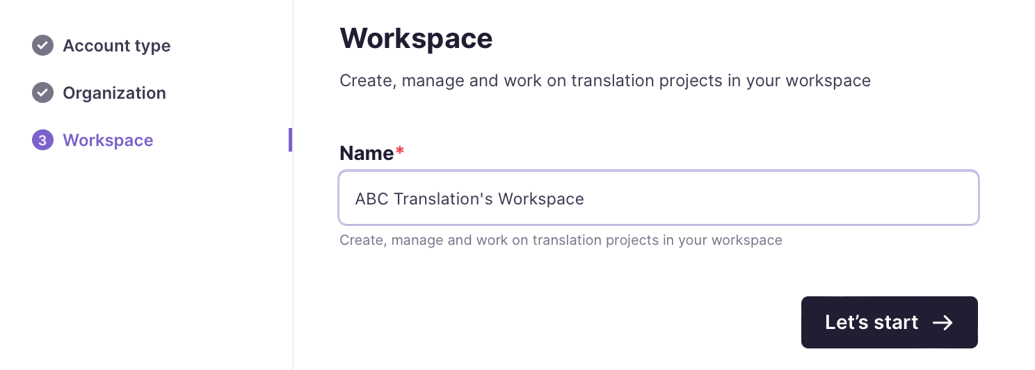 Screen for naming your first LSP workspace