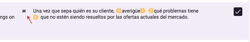 Segment displaying a comment indicator