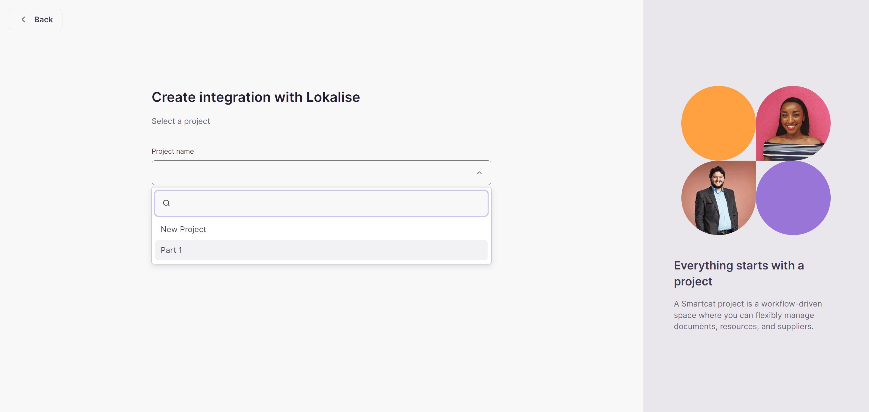 Selecting a Lokalise project