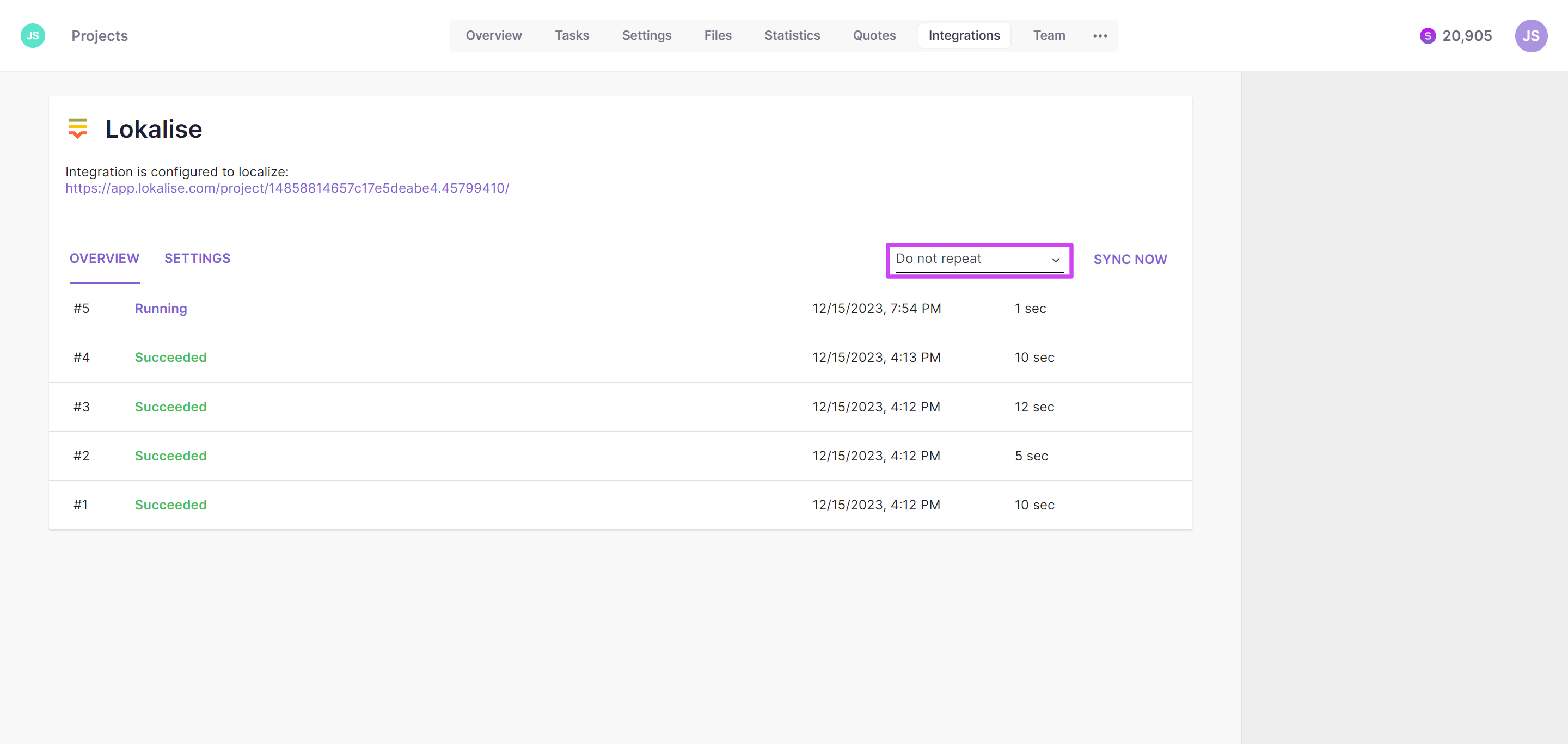 Scheduling automatic syncs
