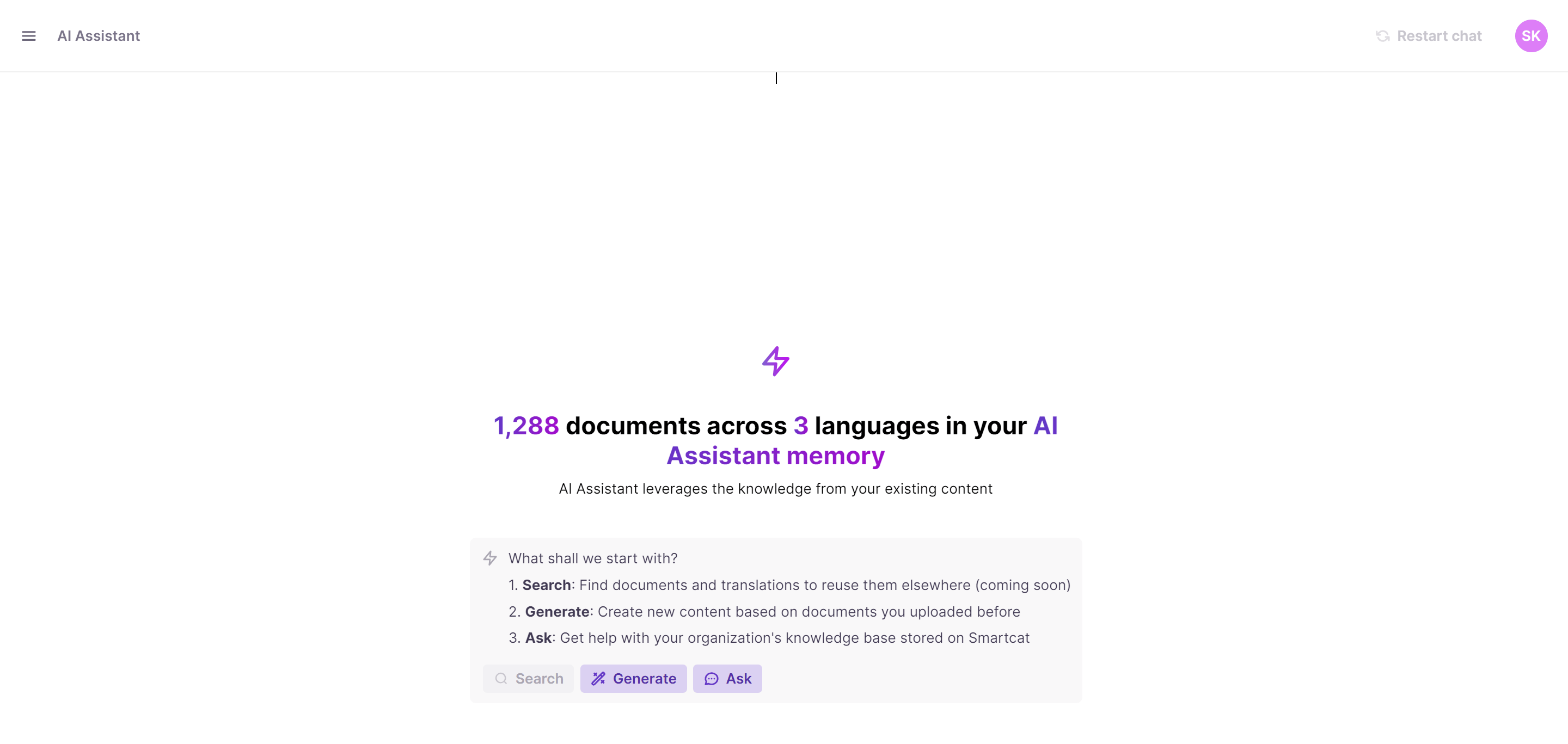 Multilingual AI content generator in Smartcat
