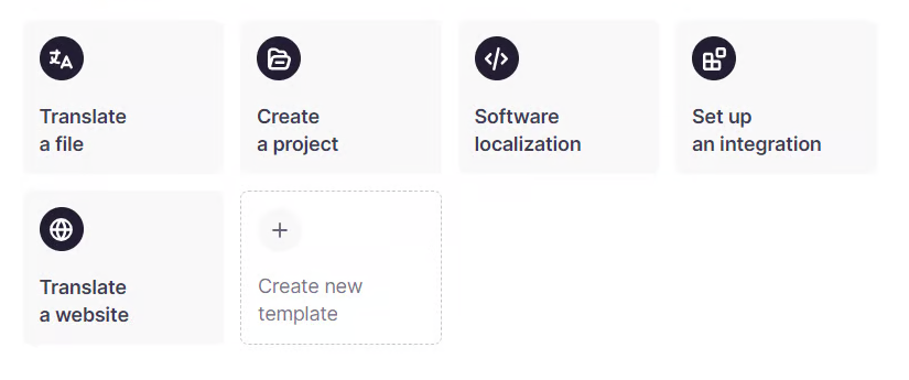 Workflow and project template configuration screen