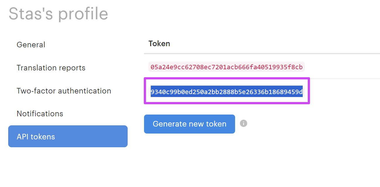 The newly generated token in the list