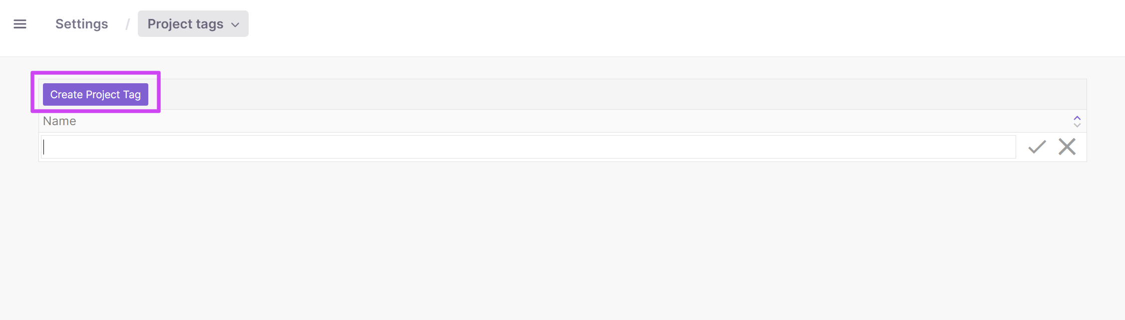 Settings menu showing the Project Groups option