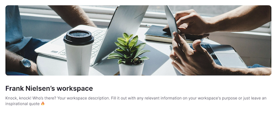 Inline editor for a workspace name and description