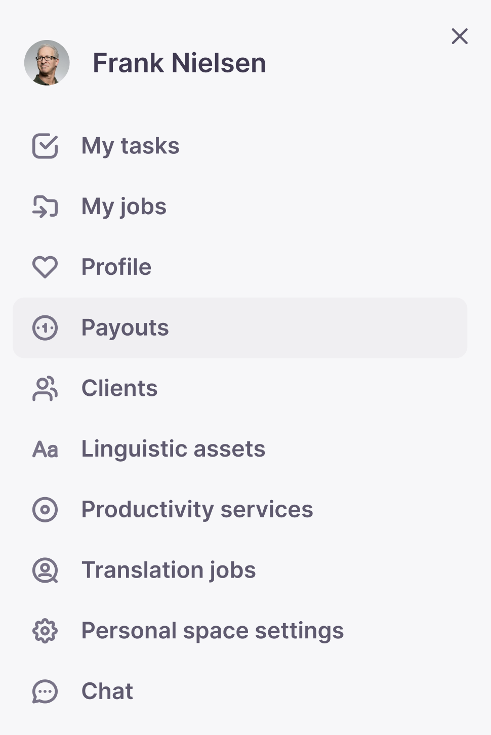 Linguist sidebar menu with work tools