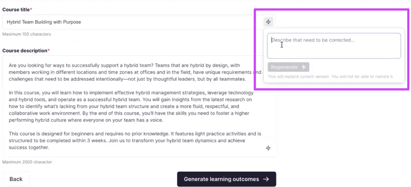 Summary tab with generated title and description