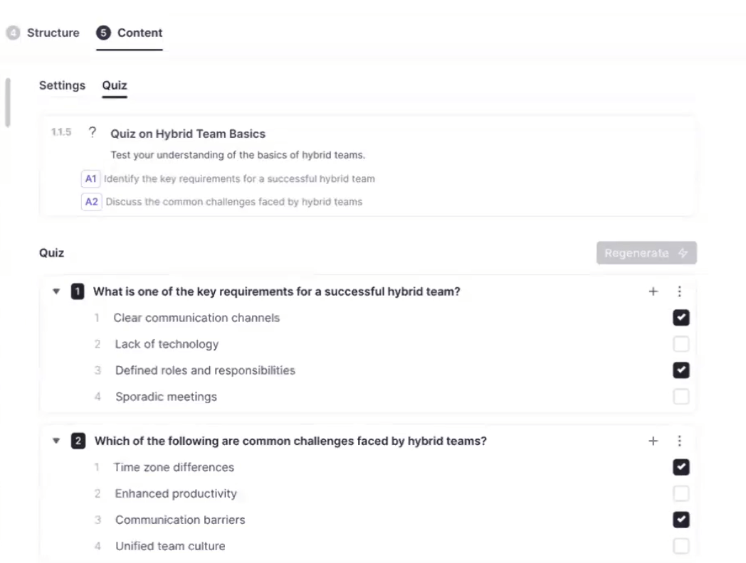 Generated quiz element