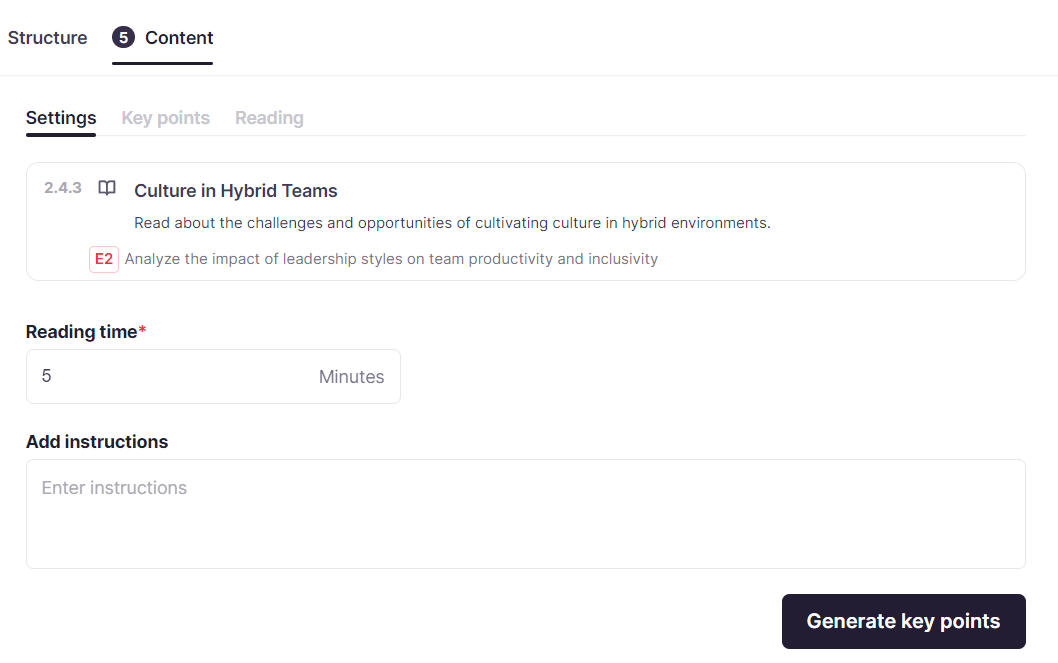 Generated written content element