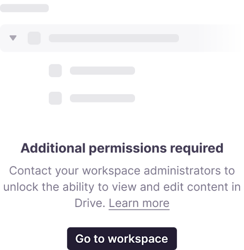 Restricted access screen shown in Drive when a user's role lacks permissions