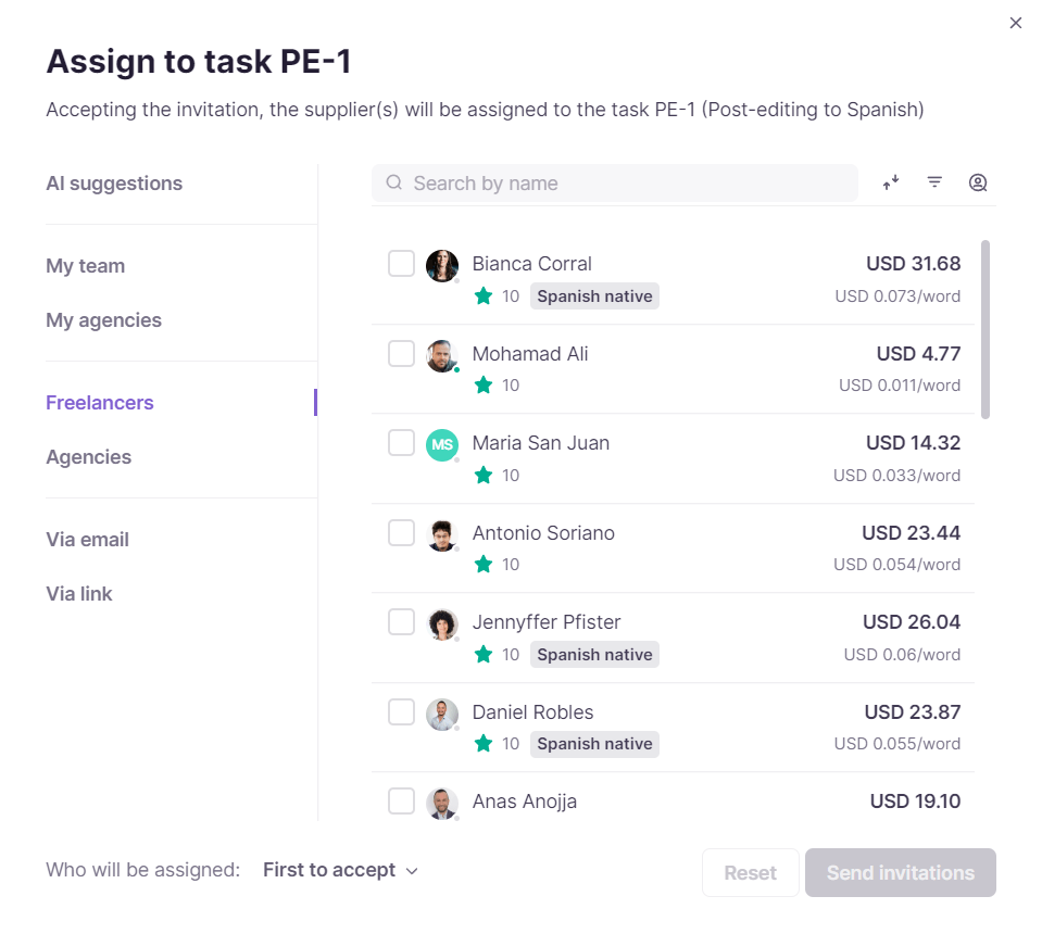 Invite reviewer pop-up