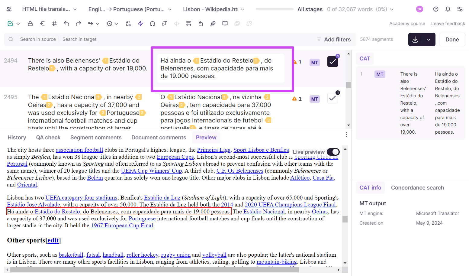 Preview tab with the live preview switcher