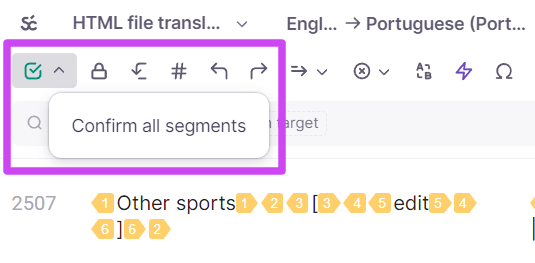 Segment confirmation checkboxes and toolbar