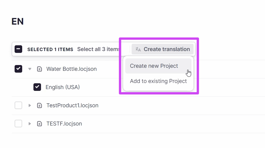 Create translation button in the Smartcat Akeneo integration