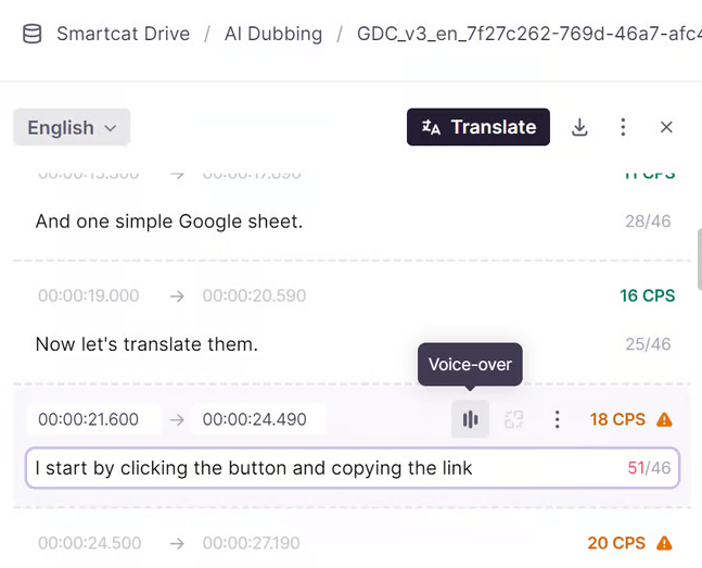 AI voice button in the Video Preview section