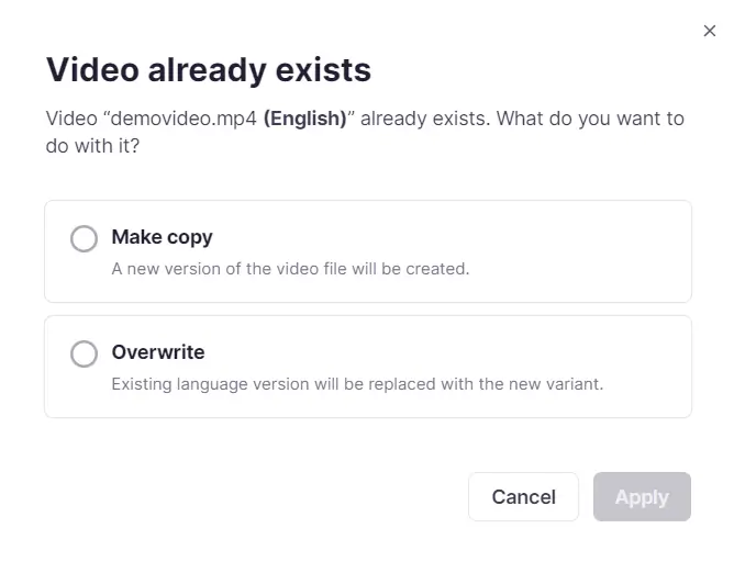 Warning that dubbing again will overwrite the existing dubbed version