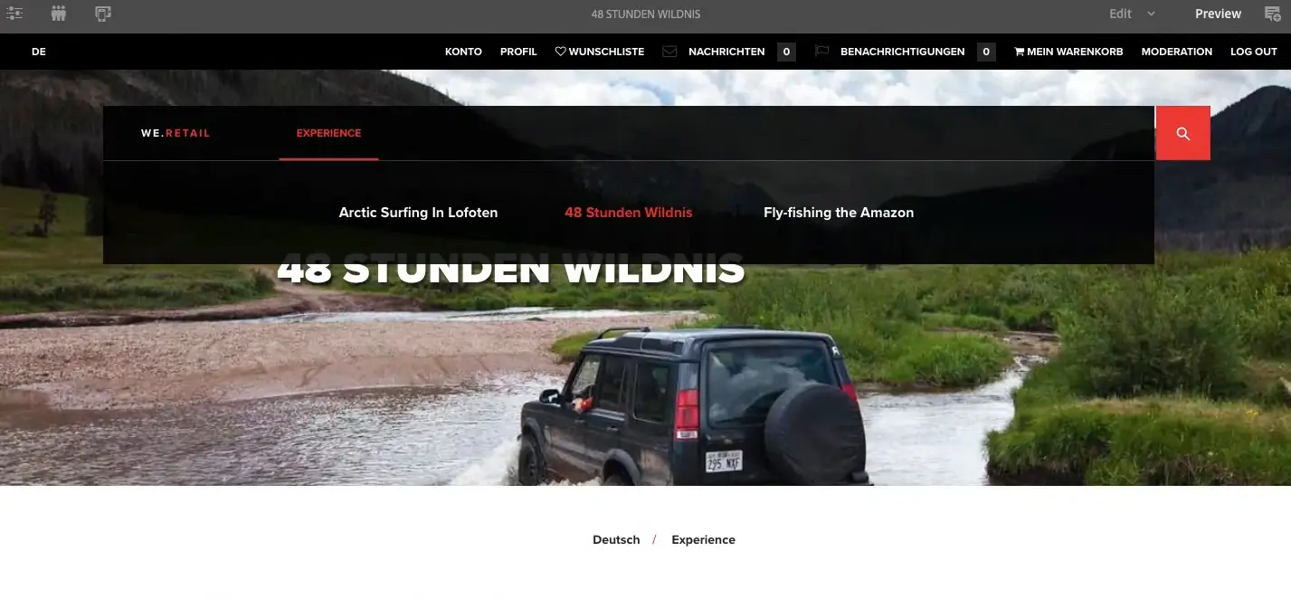 Translated content previewed in AEM Sites