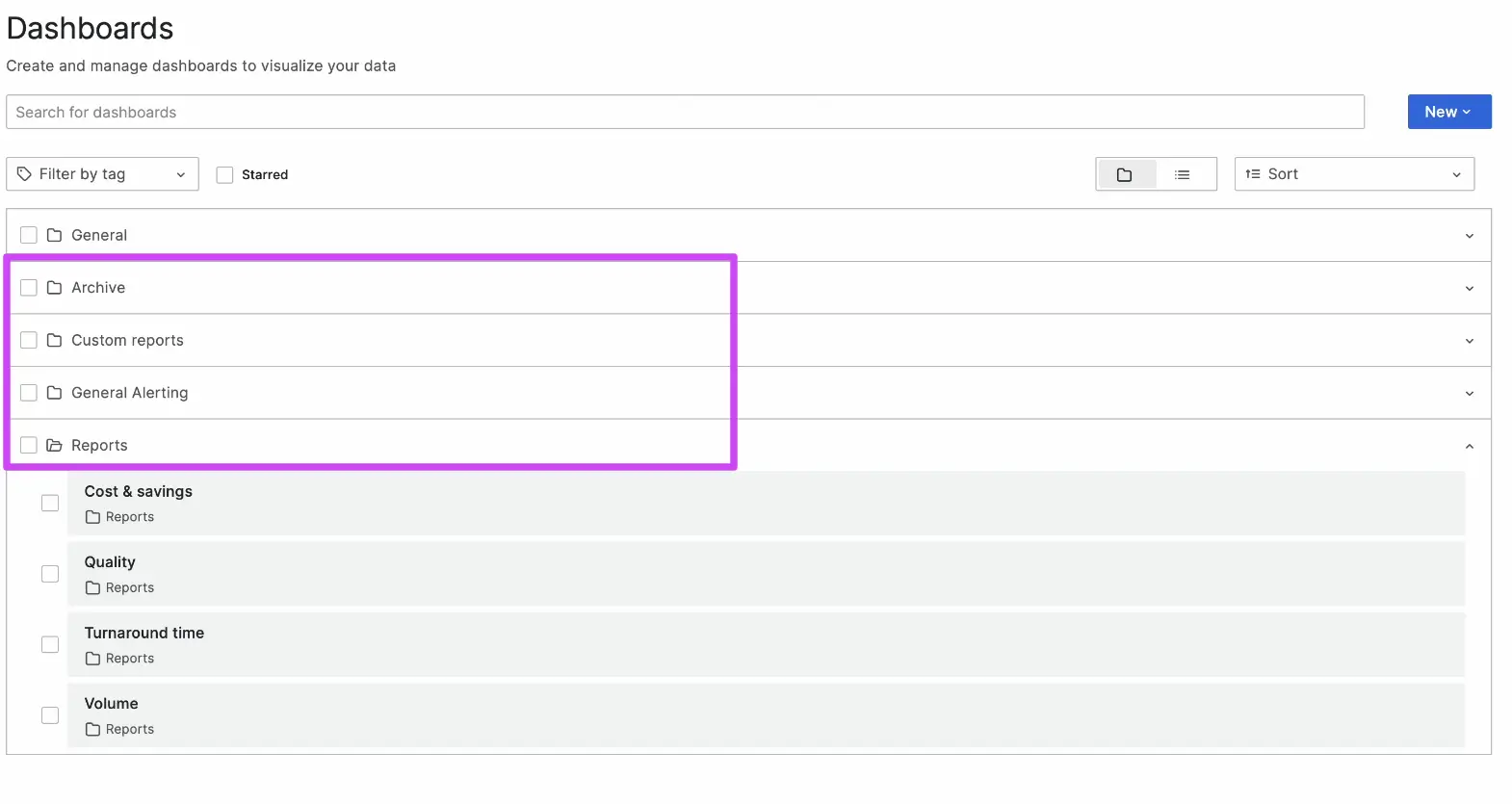 Archive and Custom Reports folders