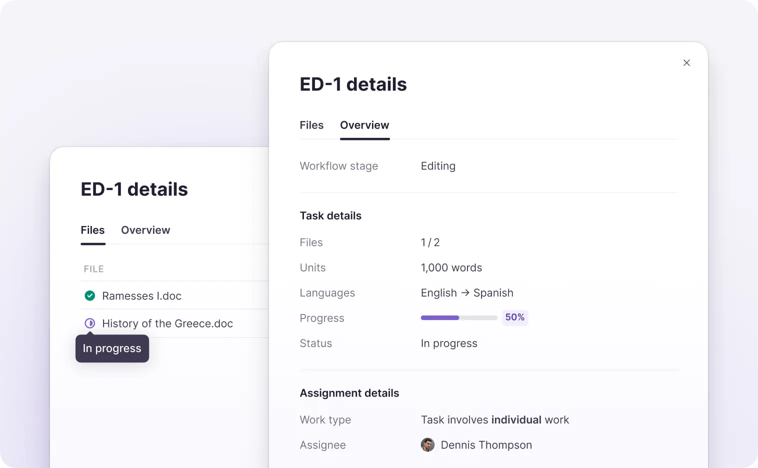 Clearer task statuses shown in the My Tasks list