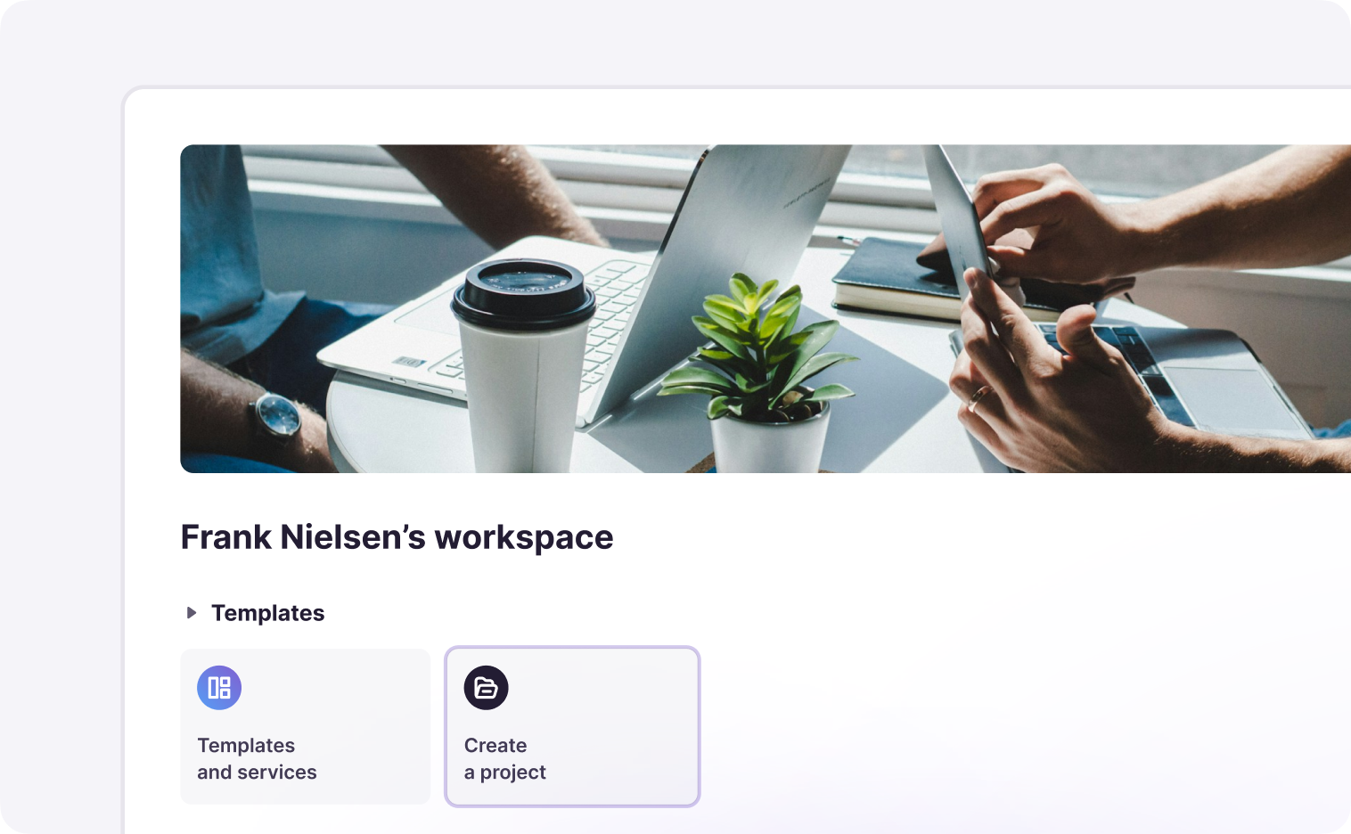 The Create a project option on the Smartcat workspace home page