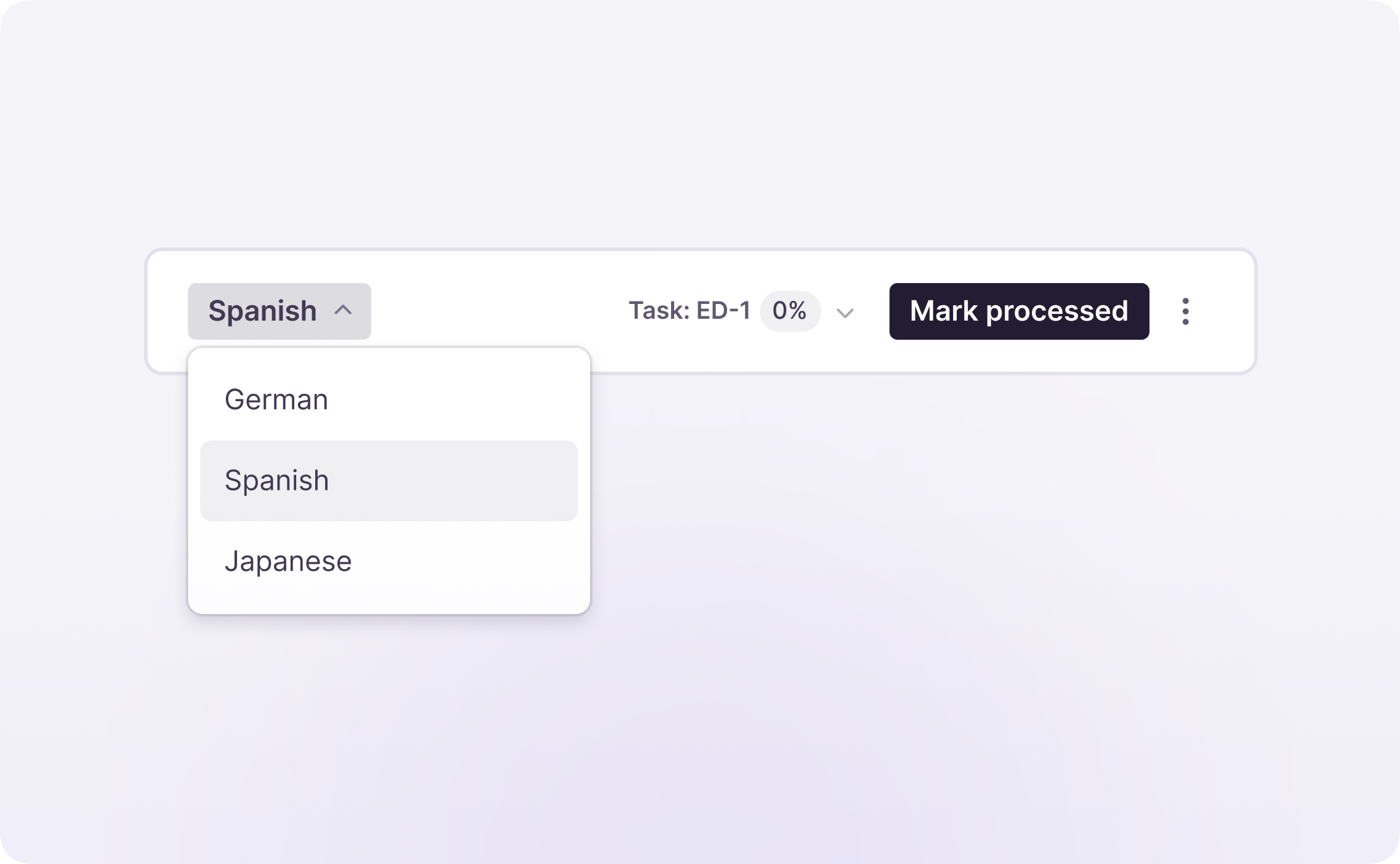 Language selector for switching target languages