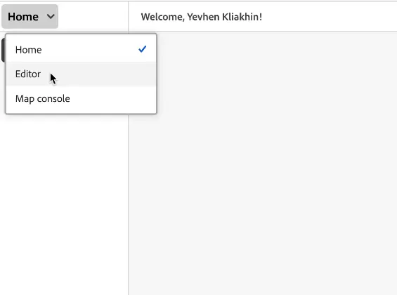 Editor tab in the AEM Guides admin panel