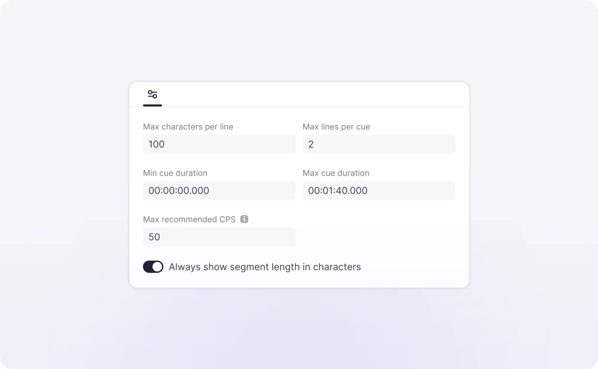Settings section with the CPS limit configuration