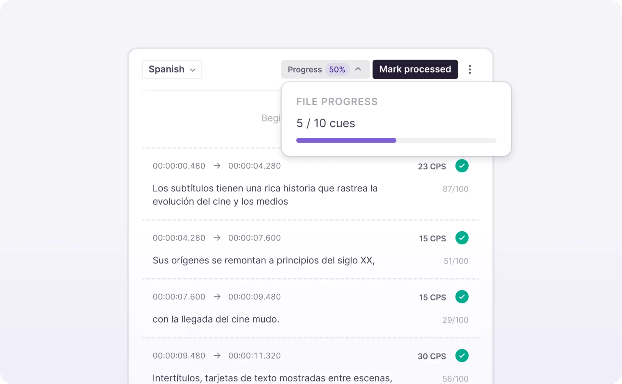 Progress button showing the completion percentage of the file