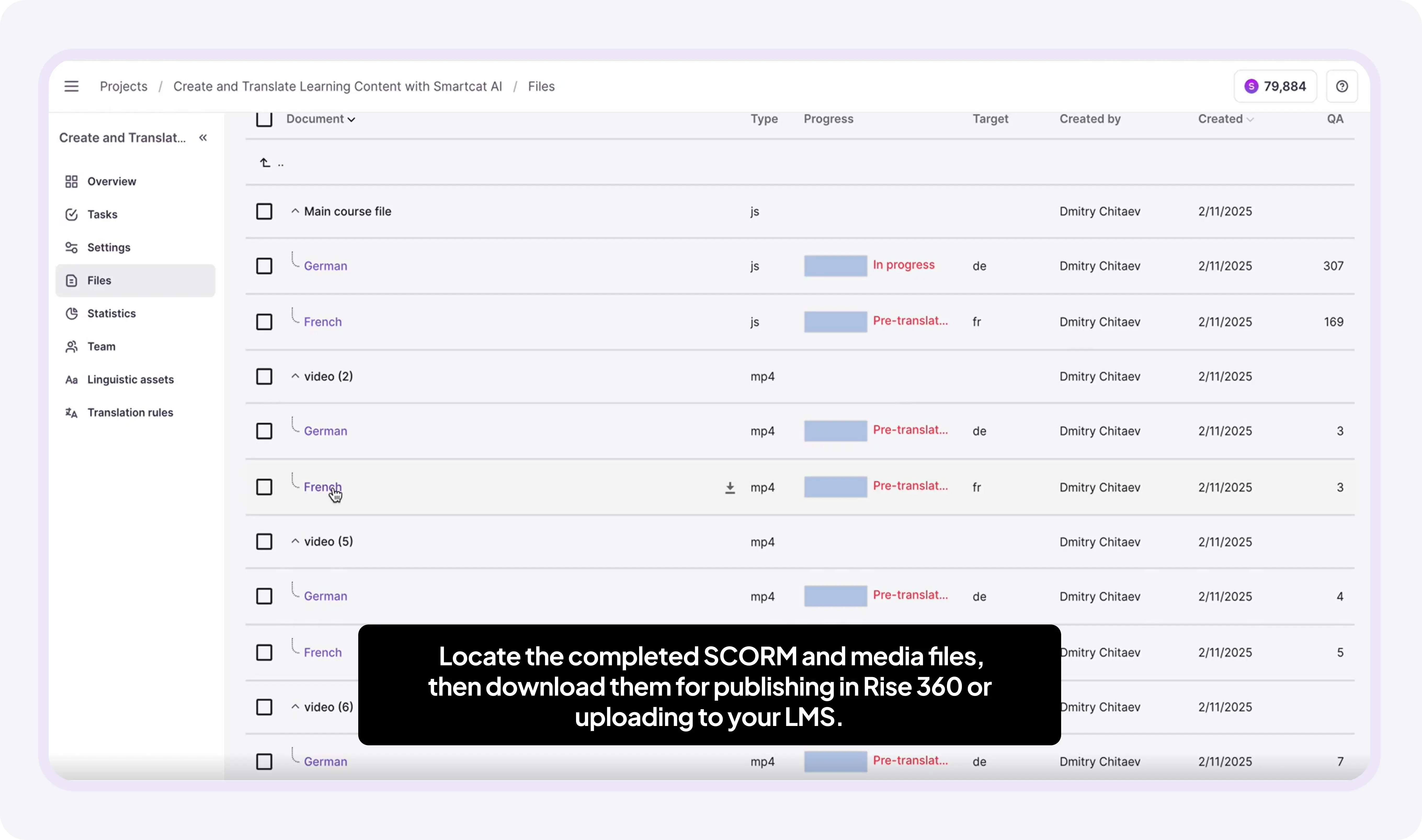 Exporting the translated SCORM course