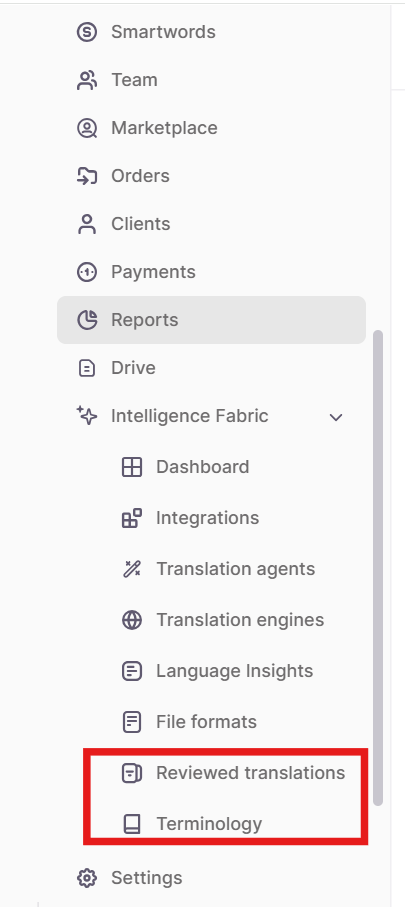 Intelligence Fabric section open in the Smartcat sidebar